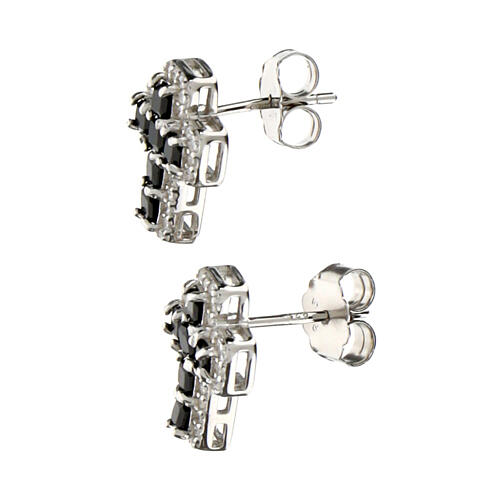 Agios cross earrings with black zircons 925 silver 3