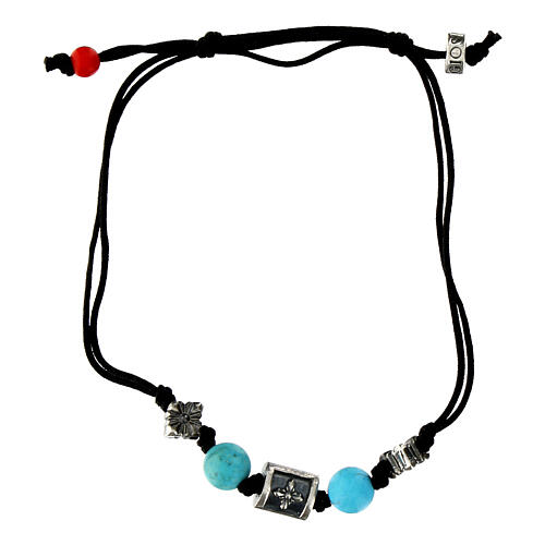 Pulsera Agios con piedras azules de tejido sostenible 1