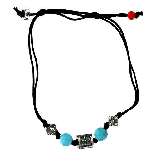 Pulsera Agios con piedras azules de tejido sostenible 2