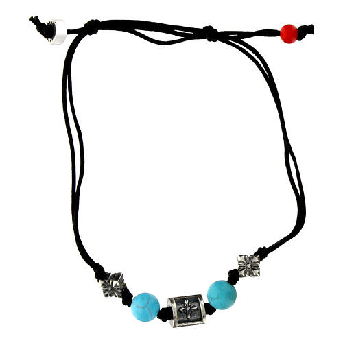 Pulseira Benedictus de tecido ecológico com pedras turquesa 3