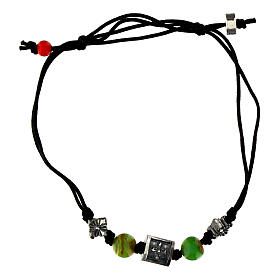 Bracelet Benedictus en tissu écologique avec pierres d'opale verte