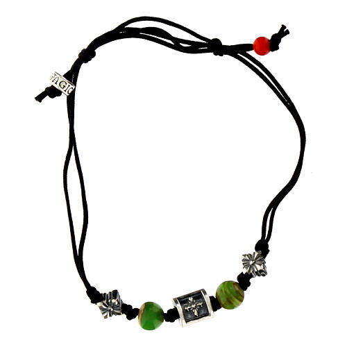 Agios bracelet with green opal stone in eco-friendly fabric 2