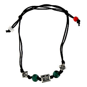 Benedictus sustainable fabric bracelet with dark green stones