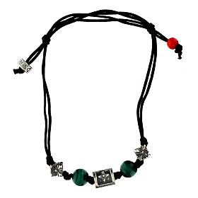 Bracciale Agios in tessuto ecosostenibile con pietre verdi scure