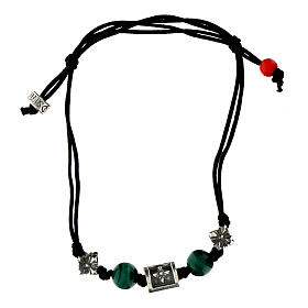 Agios bracelet in eco-friendly fabric with dark green stones