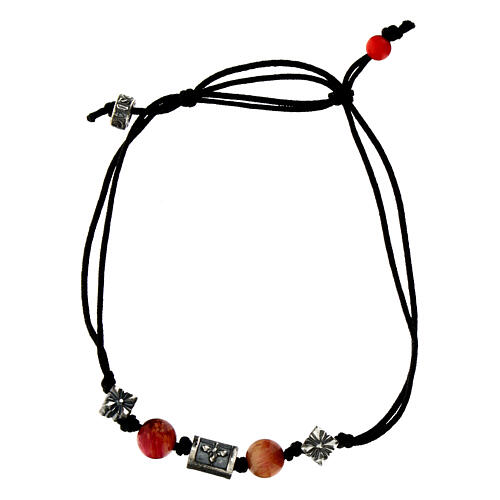 Agios sustainable fabric bracelet with red tiger's eye stones 2