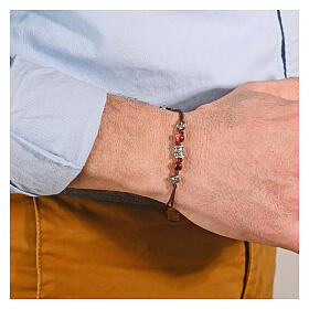 Pulsera con piedras rosa ojo de tigre de tejido sostenible Agios