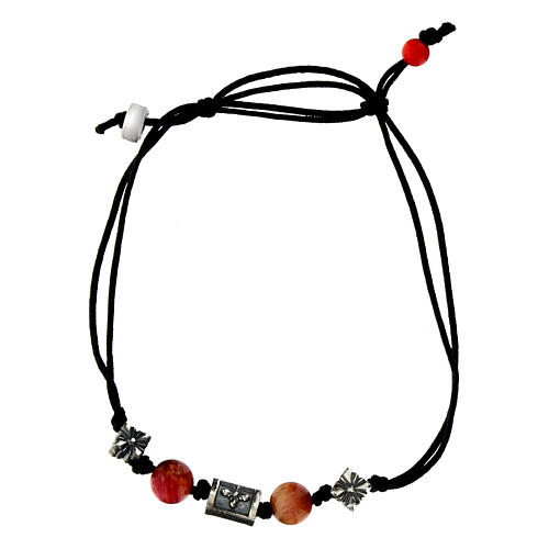Bracciale con pietre rosa occhio di tigre in tessuto ecosostenibile Benedictus 3