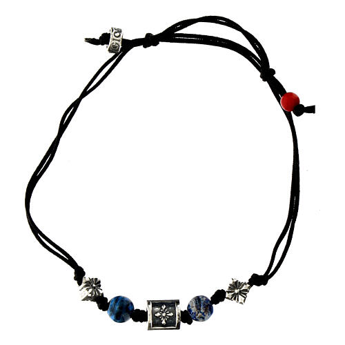 Agios sustainable fabric bracelet with dark blue stones 1