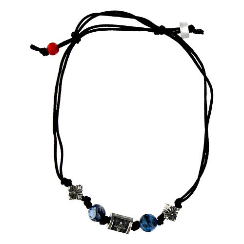 Pulsera Benedictus de tejido sostenible con esferas azules 3