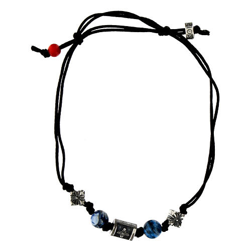 Bracciale Agios in tessuto ecosostenibile con sfere blu 3
