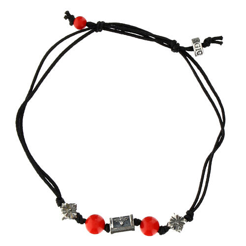 Bracelet Agios avec pierres corail et tissu durable 2