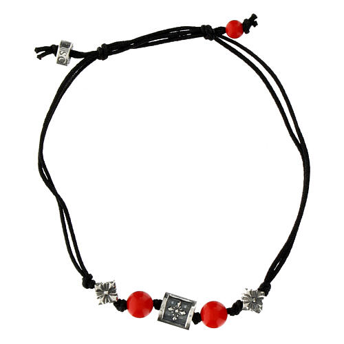 Bracciale Agios con pietre color corallo in tessuto ecosostenibile 1