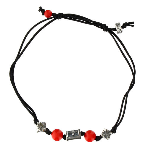 Bracciale Agios con pietre color corallo in tessuto ecosostenibile 3