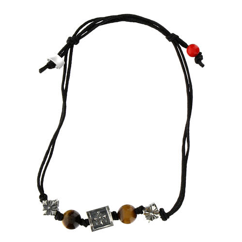 Bracciale Benedictus in tessuto ecosostenibile con pietre occhio di tigre giallo 3