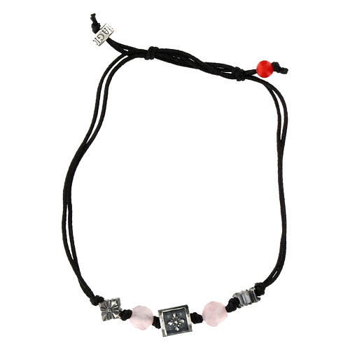 Pulsera Agios con piedras rosa claro de tejido sostenible 1