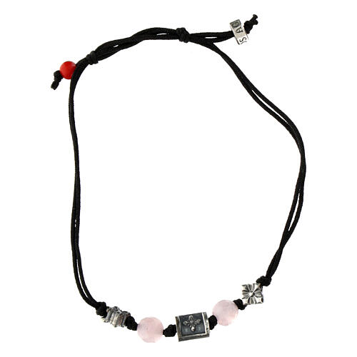 Pulsera Agios con piedras rosa claro de tejido sostenible 2