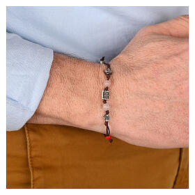 Bracciale Agios con pietre rosa chiaro in tessuto ecosostenibile