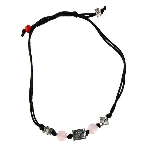 Bracciale Agios con pietre rosa chiaro in tessuto ecosostenibile 3