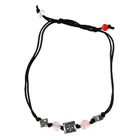 Pulseira Benedictus com pedras cor-de-rosa claro de tecido ecológico