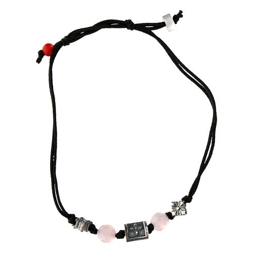 Benedictus bracelet with light pink stones in eco-friendly fabric 3