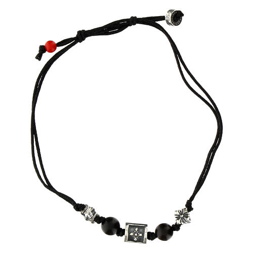 Bracelet Agios avec pierres noires tissu écologique 1