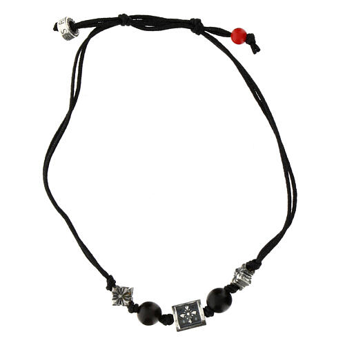 Bracelet Agios avec pierres noires tissu écologique 2