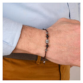 Bracciale Agios con pietre nere tessuto ecosostenibile