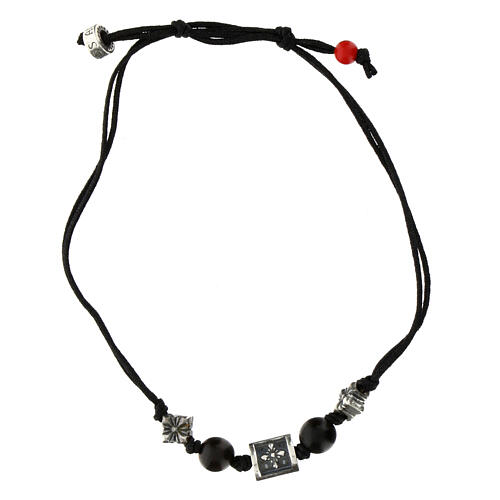 Bracciale Agios con pietre nere tessuto ecosostenibile 3