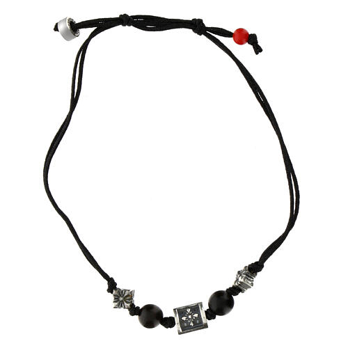 Bracciale Benedictus con pietre nere tessuto ecosostenibile 3