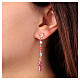 Agios drop earrings with pink rhinestones and cross, 925 silver s2