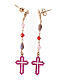 Agios cross pendant earrings pink zircons in 925 silver s1