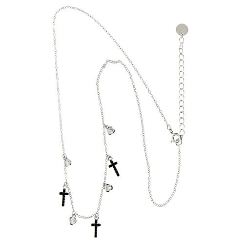 Agios necklace with dangle charms, crosses and black rhinestones, 925 silver 4