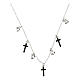 Agios necklace with dangle charms, crosses and black rhinestones, 925 silver s1