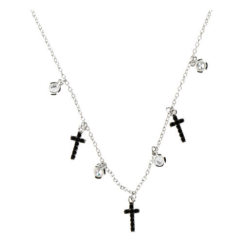 Collier berloques croix zircons noirs Agios argent 925 1