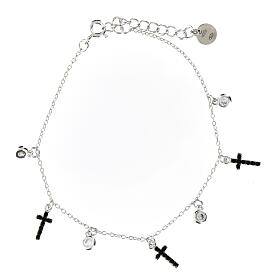 Bracciale Benedictus charms croci zirconi argento 925