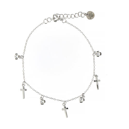 Bracciale Agios charms croci zirconi argento 925 3