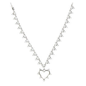 Halskette Agios aus 925er Silber mit weißen Zirkonen und Herzanhänger
