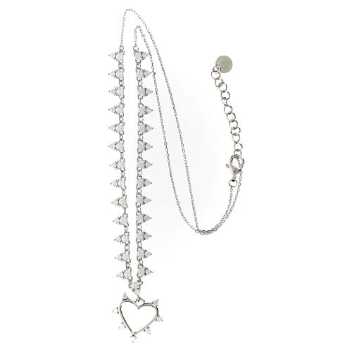 Halskette Agios aus 925er Silber mit weißen Zirkonen und Herzanhänger 5