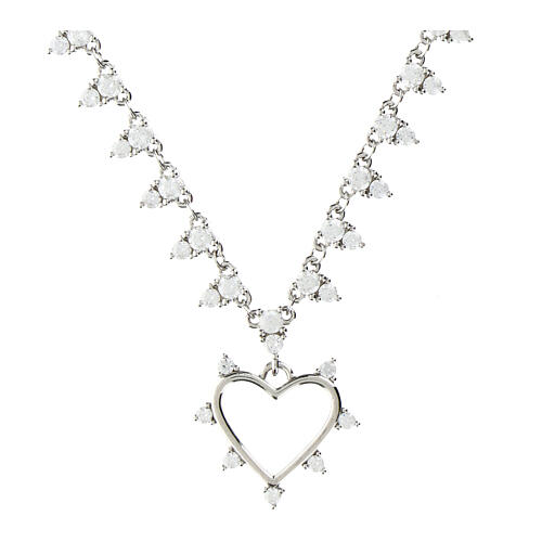 Agios necklace of 925 silver, white rhinestones and heart-shaped pendant 3