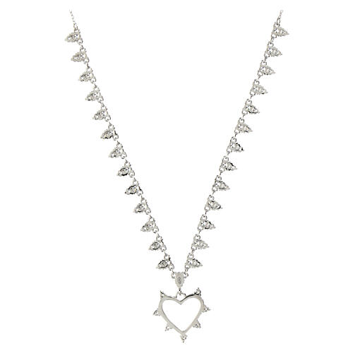 Agios necklace of 925 silver, white rhinestones and heart-shaped pendant 4