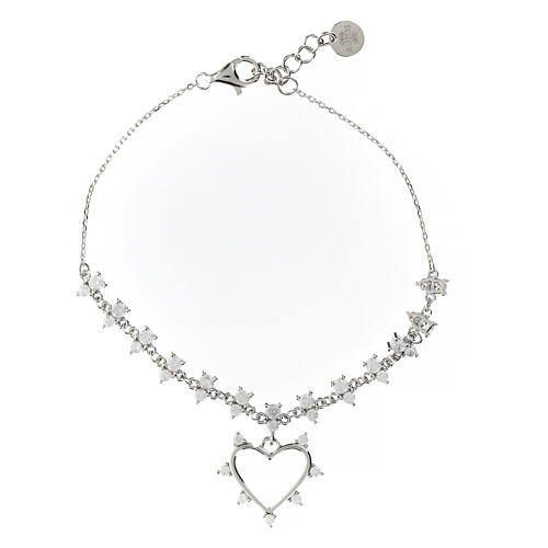 Armband Agios Herz mit weißen Zirkonen aus 925er Silber 1