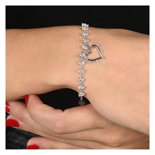Agios bracelet of 925 silver, white rhinestones and heart-shaped charm 2