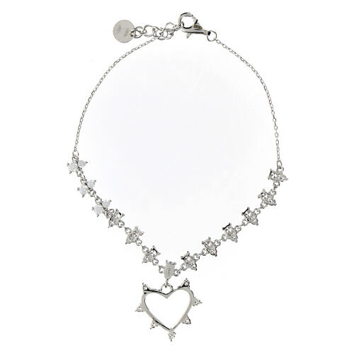 Pulseira Benedictus coração zircões brancos prata 925 3