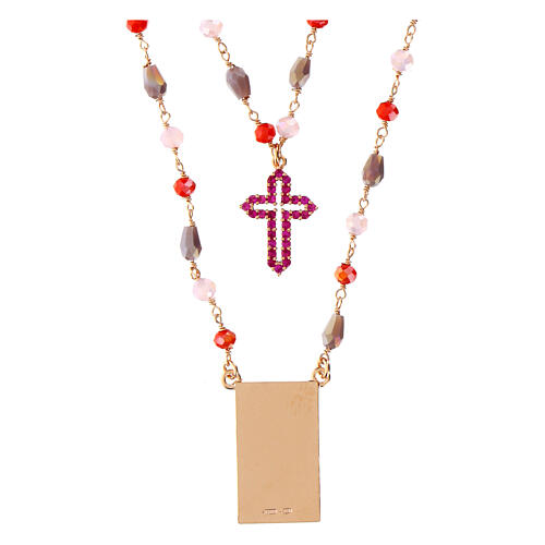 Doppelhalskette Agios mit bunten Steinen Wundertätige Madonna aus 925er Silber 3