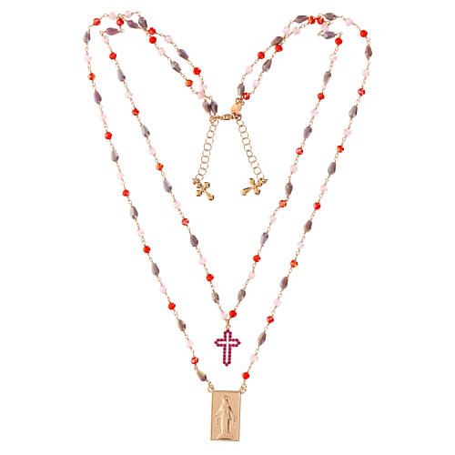 Doppelhalskette Agios mit bunten Steinen Wundertätige Madonna aus 925er Silber 4