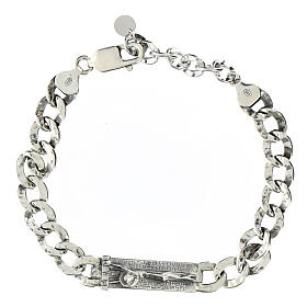 Pulsera Benedictus hombre plata rodiada Jesús crucificado