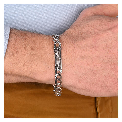 Bracelet Agios pour homme argent rhodié Jésus crucifié 2