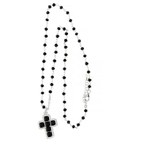 Agios necklace of 925 silver with cross-shaped pendant and black rhinestones 4