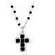 Agios necklace of 925 silver with cross-shaped pendant and black rhinestones s1